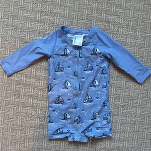 RuggedButts Sailboat Print Kids One-Piece Rashguard